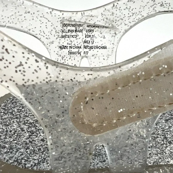 ⚡️4/$20⚡️Garanimals Silver Glitter JELLY Sandals with Pink Bow KIDS Girls Size 5 - Picture 5 of 7